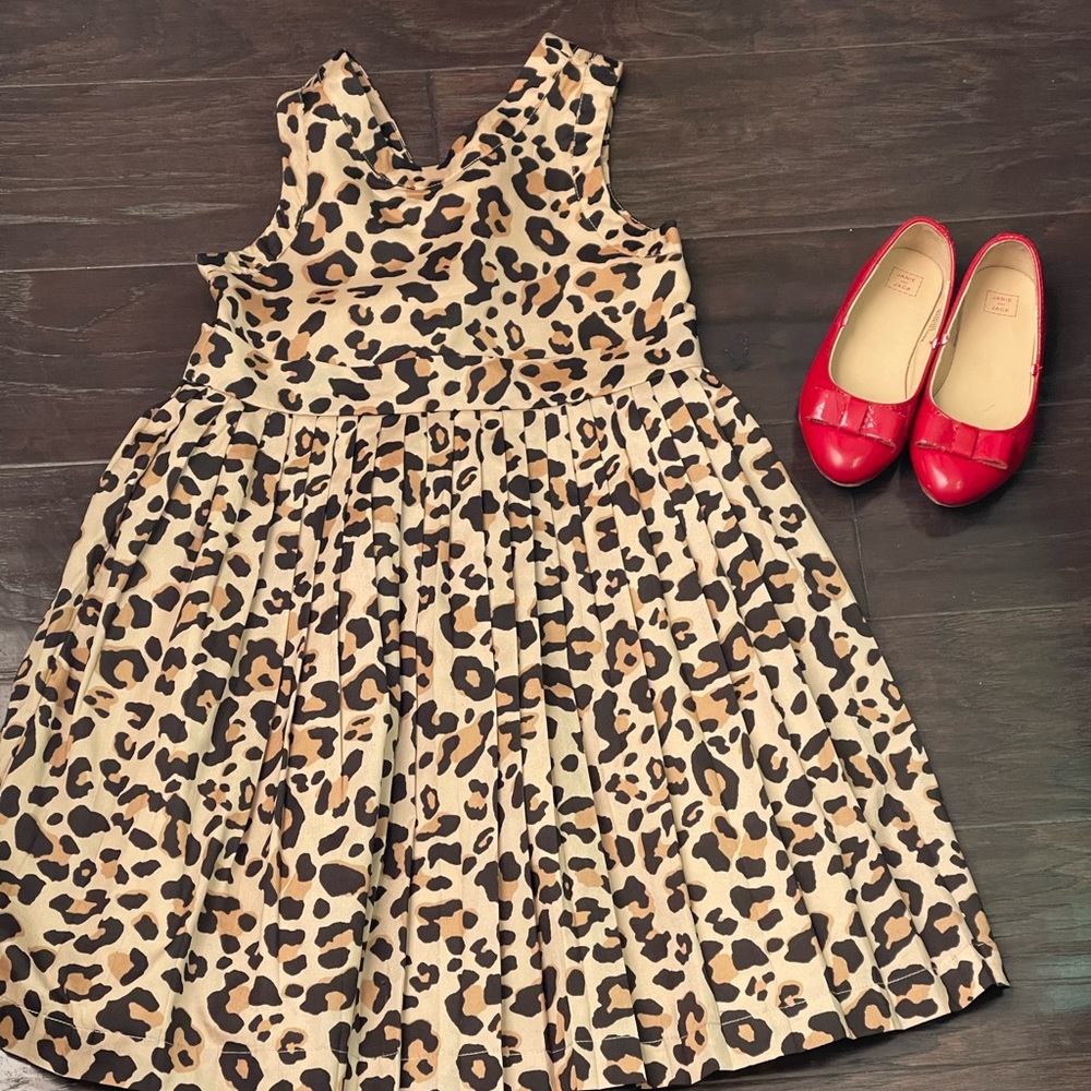 Janie and Jack Leopard Print Dress with Red Shoes